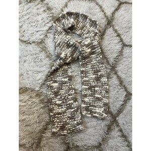 Cozy Handknit Mottled Scarf in Brown & White